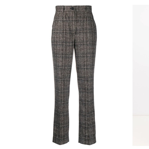DOLCE & GABBANA Black Brown tweed check tailored trousers - Picture 1 of 15